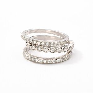 Touchstone Crystal Triple Glam Ring Size 10